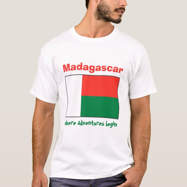 Bandera de Madagascar + Mapa + Camiseta del texto (Anverso)