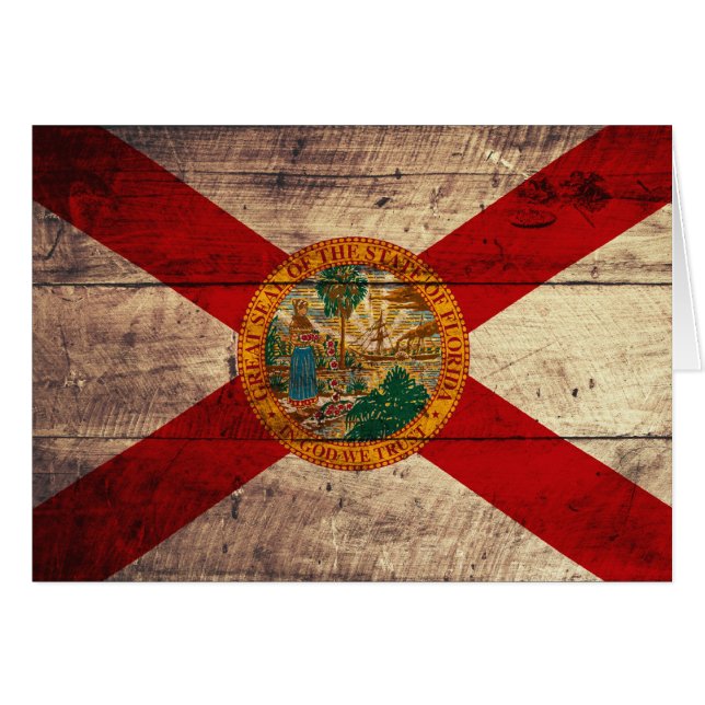 Bandera de madera vieja de la Florida; (Anverso (Horizontal))