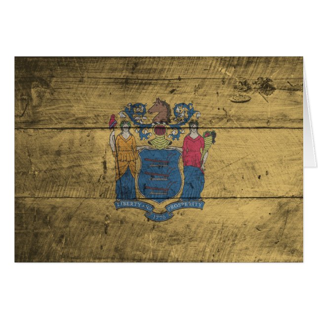 Bandera de madera vieja de New Jersey; (Anverso (Horizontal))