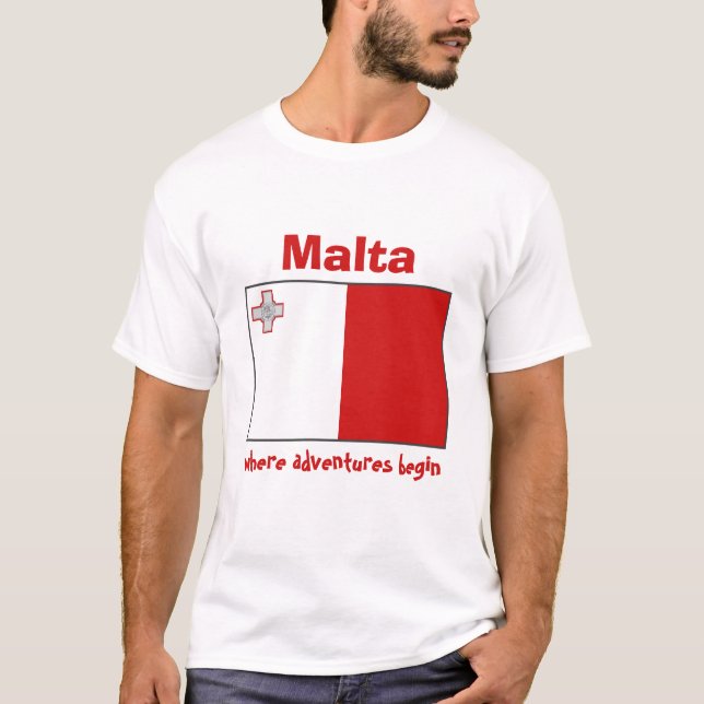 Bandera de Malta + Mapa + Camiseta del texto (Anverso)