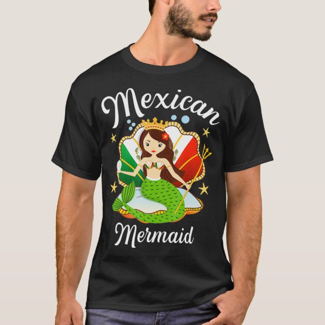 Bandera de México Orgullo lindo camiseta de sirena (Anverso)