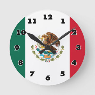 Bandera de México reloj de pared redonda personal