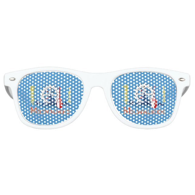 Bandera de Milwaukee, gafas de sol retro de Wiscon (Anverso)
