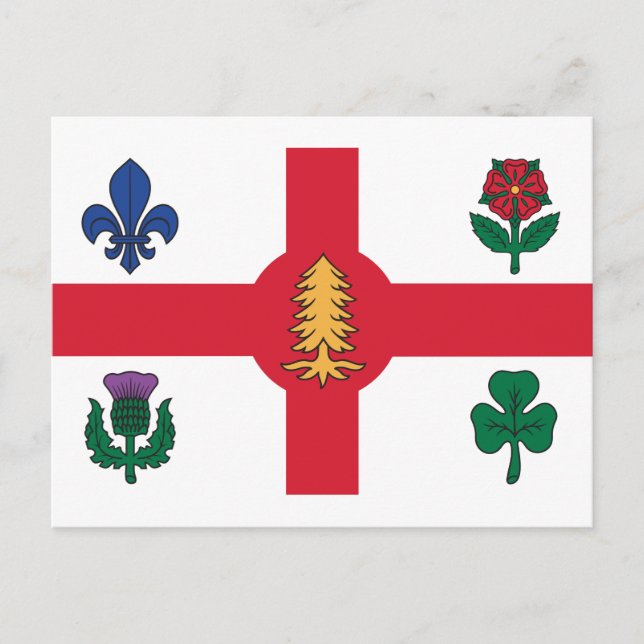 Bandera de Montreal, postal de Quebec (Anverso)