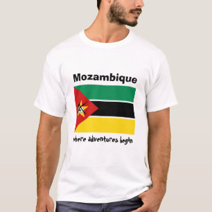 Bandera de Mozambique + Mapa + Camiseta del texto