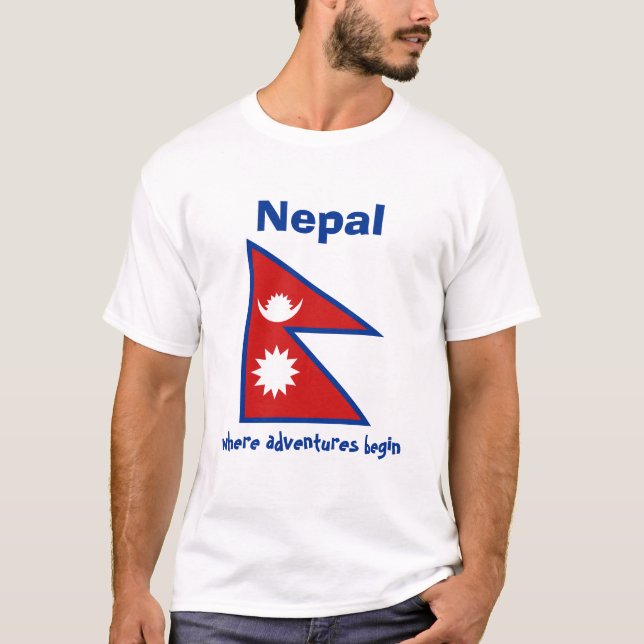 Bandera de Nepal + mapa + camiseta de texto (Anverso)