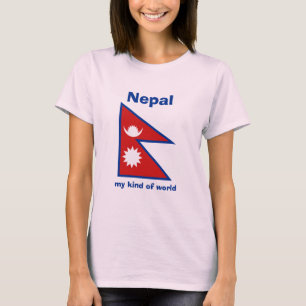 Bandera de Nepal + Mapa + Camiseta del texto