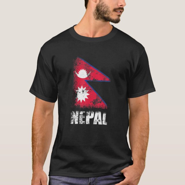 Bandera de Nepal para camiseta Tee de bandera de N (Anverso)
