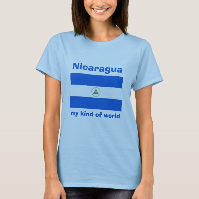 Bandera de Nicaragua + Mapa + Camiseta del texto (Anverso)