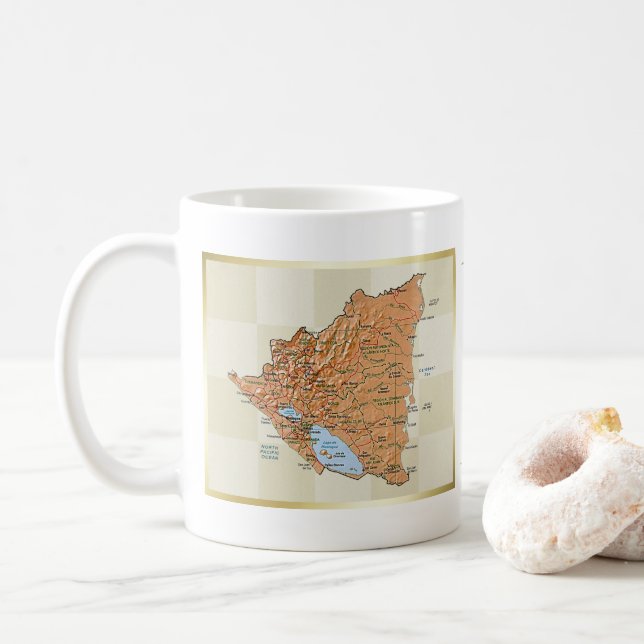 Bandera de Nicaragua + Taza del mapa (Con donut)