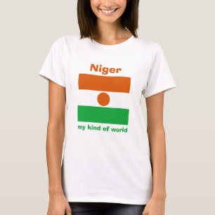 Bandera de Niger + Mapa + Camiseta del texto