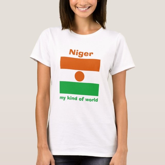 Bandera de Niger + Mapa + Camiseta del texto (Anverso)