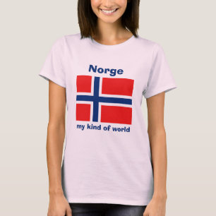 Bandera de Noruega + Mapa + Camiseta del texto