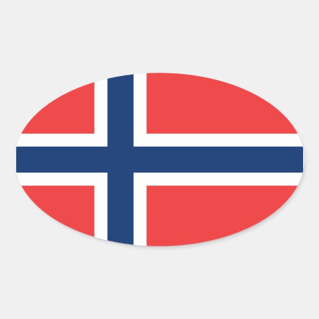 Bandera de Noruega Pegatina (Oval) (Anverso)