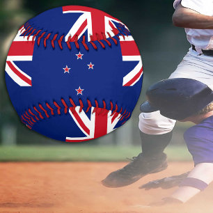 Bandera de Nueva Zelanda y bolas de béisbol