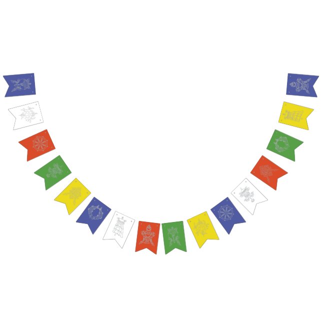Bandera de oración tibetana con símbolos budistas (Todo)