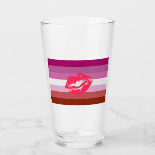 Bandera de orgullo lesbiana con labial y labios