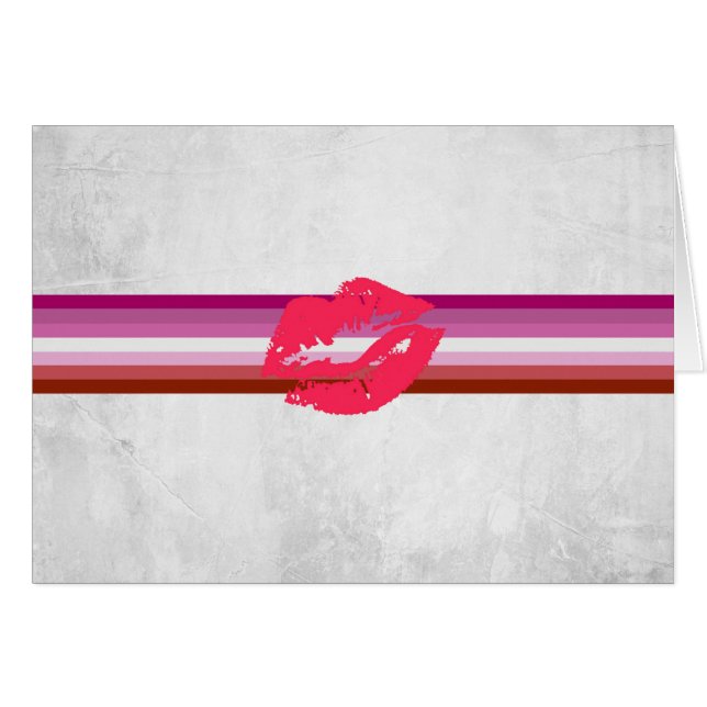 Bandera de orgullo lesbiana con lápiz labial (Anverso (Horizontal))