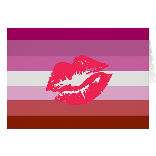 Bandera de Orgullo Lesbiana con Lápiz Labial (Anverso (Horizontal))