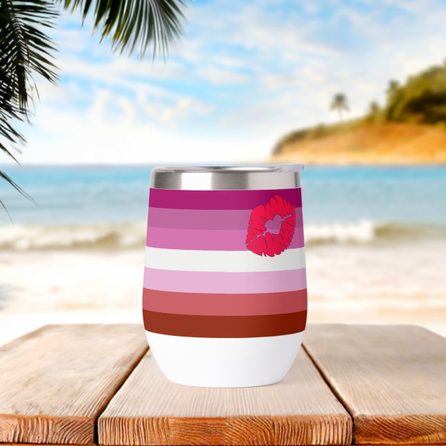 bandera de orgullo lesbiana de labios rojos Slippe (Playa)