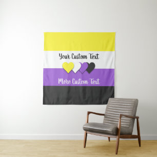 Bandera de orgullo no binaria con tapiz de corazon