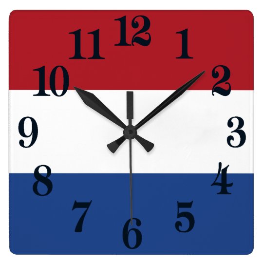 Bandera de Países Bajos Reloj Cuadrado