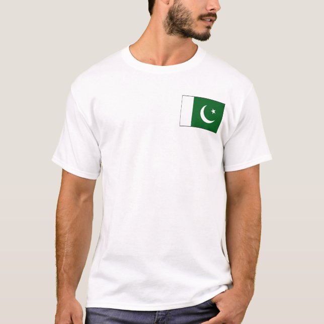 Bandera de Pakistán y mapa de camisetas (Anverso)