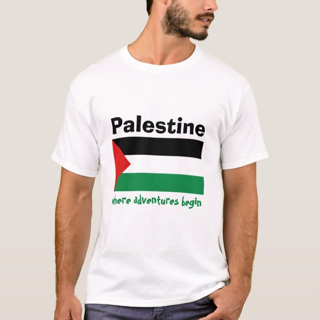 Bandera de Palestina + Mapa + Camiseta del texto (Anverso)