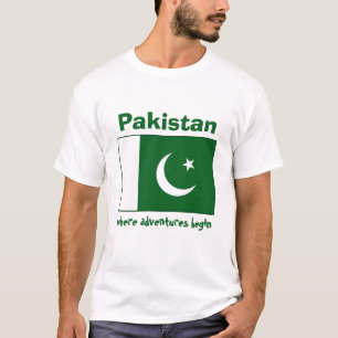 Bandera de Paquistán + Mapa + Camiseta del texto