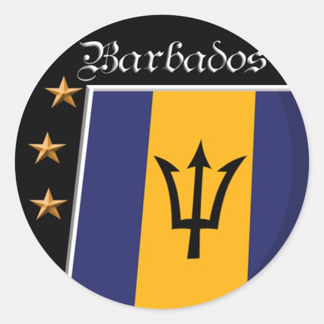 Bandera de pegatinas de Barbados (Anverso)