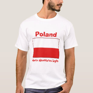 Bandera de Polonia + mapa + camiseta de texto