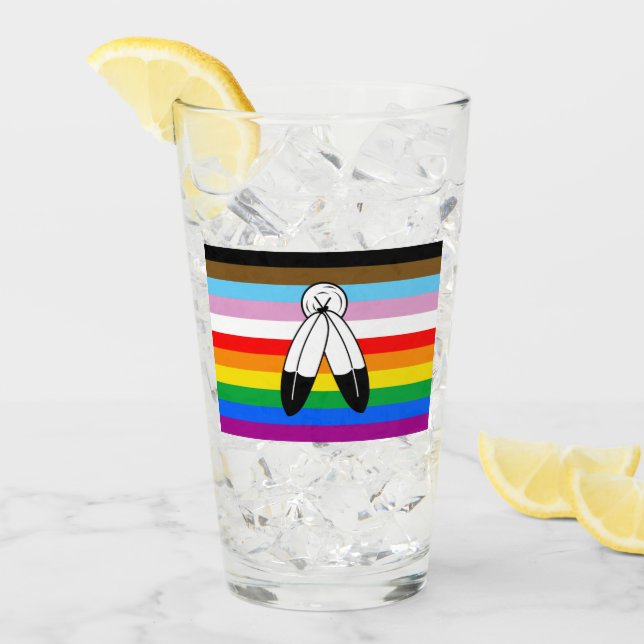 Bandera de Progreso de Orgullo LGBTQ+ Two-Spirit (Anverso (hielo))