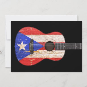 Bandera de Puerto Rico, guitarra acústica, negro