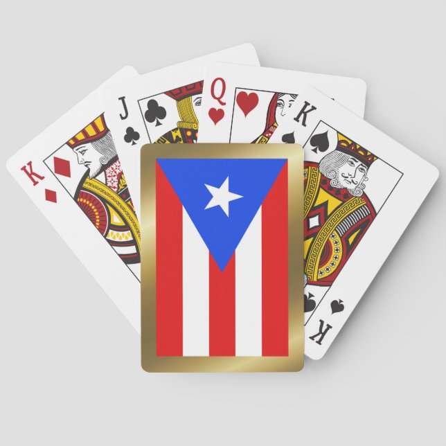 Bandera de Puerto Rico jugando cartas (Reverso)