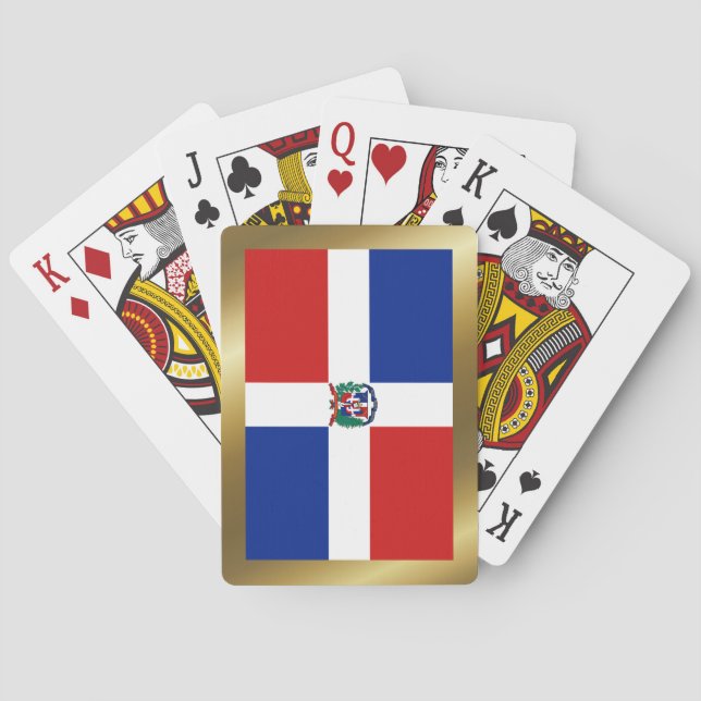 Bandera de República Dominicana jugando cartas (Reverso)