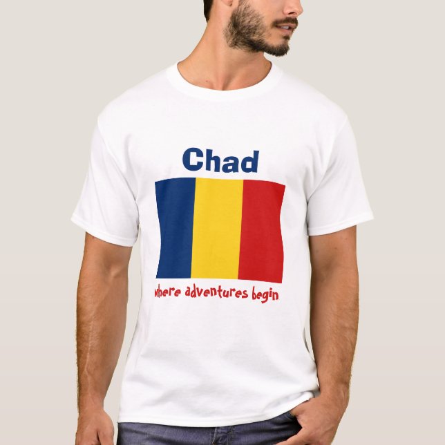 Bandera de República eo Tchad + Mapa + Camiseta (Anverso)