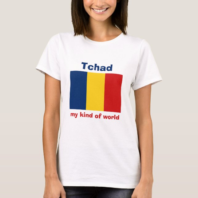 Bandera de República eo Tchad + Mapa + Camiseta (Anverso)