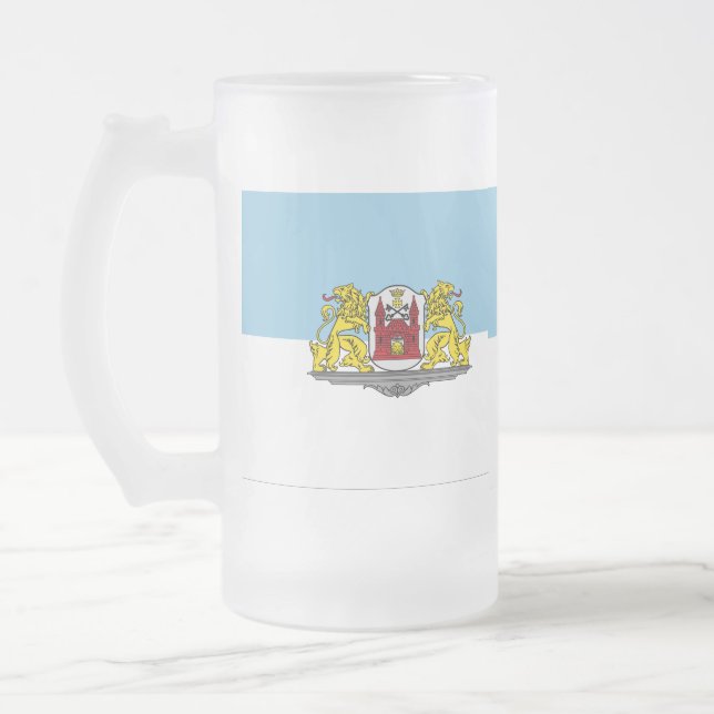Bandera de Riga, Letonia, jarra de cerveza de vidr (Izquierda)