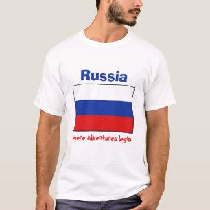 Bandera de Rusia + Mapa + Camiseta del texto