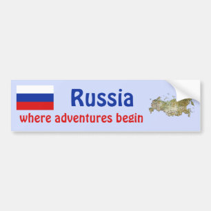Bandera de Rusia + Pegatina para el parachoques