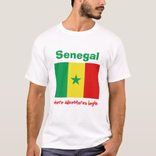 Bandera de Senegal + Mapa + Camiseta del texto