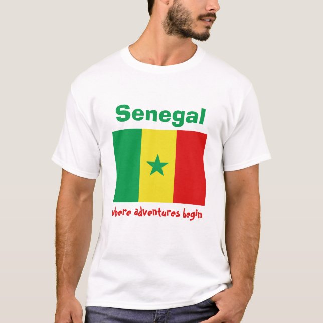 Bandera de Senegal + Mapa + Camiseta del texto (Anverso)