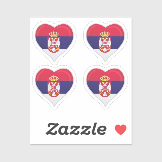 bandera de serbia amor orgullo corazón pegatina (Hoja)