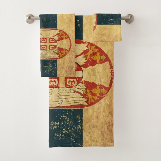 Bandera de Serbia con toalla de baño (In situ)