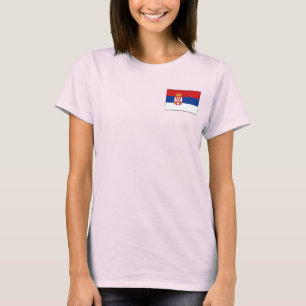 Bandera de Serbia y mapa de camiseta dk