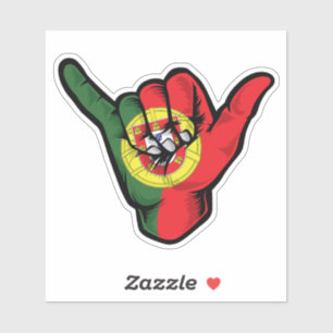 Bandera de Shaka Hand Portugal Pegatina de buenas