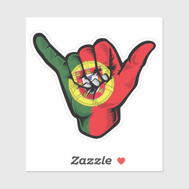 Bandera de Shaka Hand Portugal Pegatina de buenas  (Hoja)