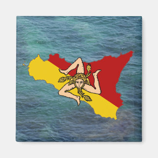 Bandera de Sicilia e imán de la isla