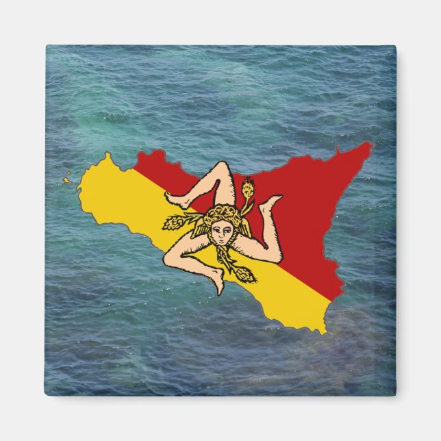 Bandera de Sicilia e imán de la isla (Frente)