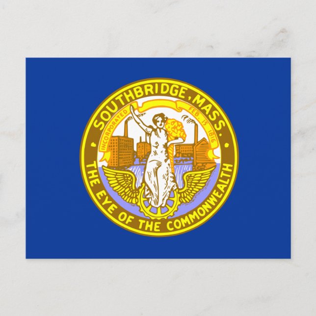 Bandera de Southbridge, postal de Massachusetts (Anverso)